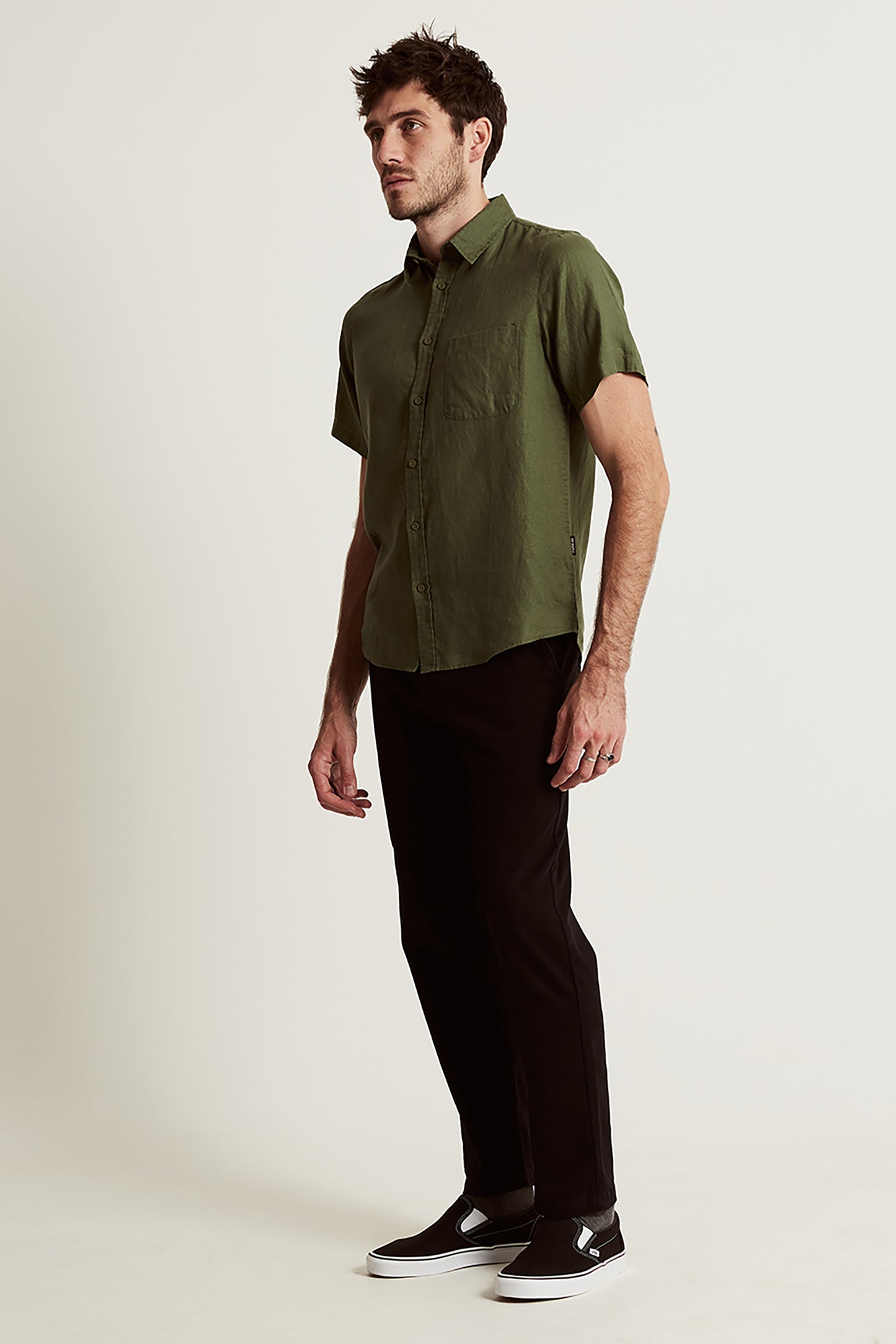 Linen Short Sleeve Shirt Fatigue