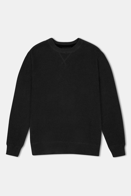 Sorrento Hemp Waffle Knit Black