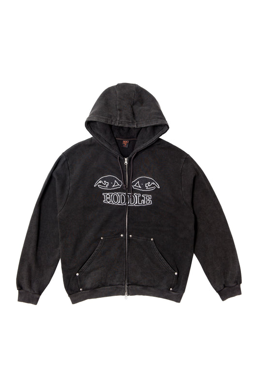 Watcher Zip Up Hood Black Over Dye