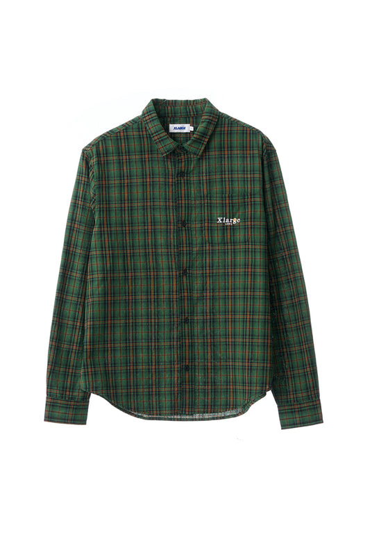 91 Flower Check Long Sleeve Shirt Green