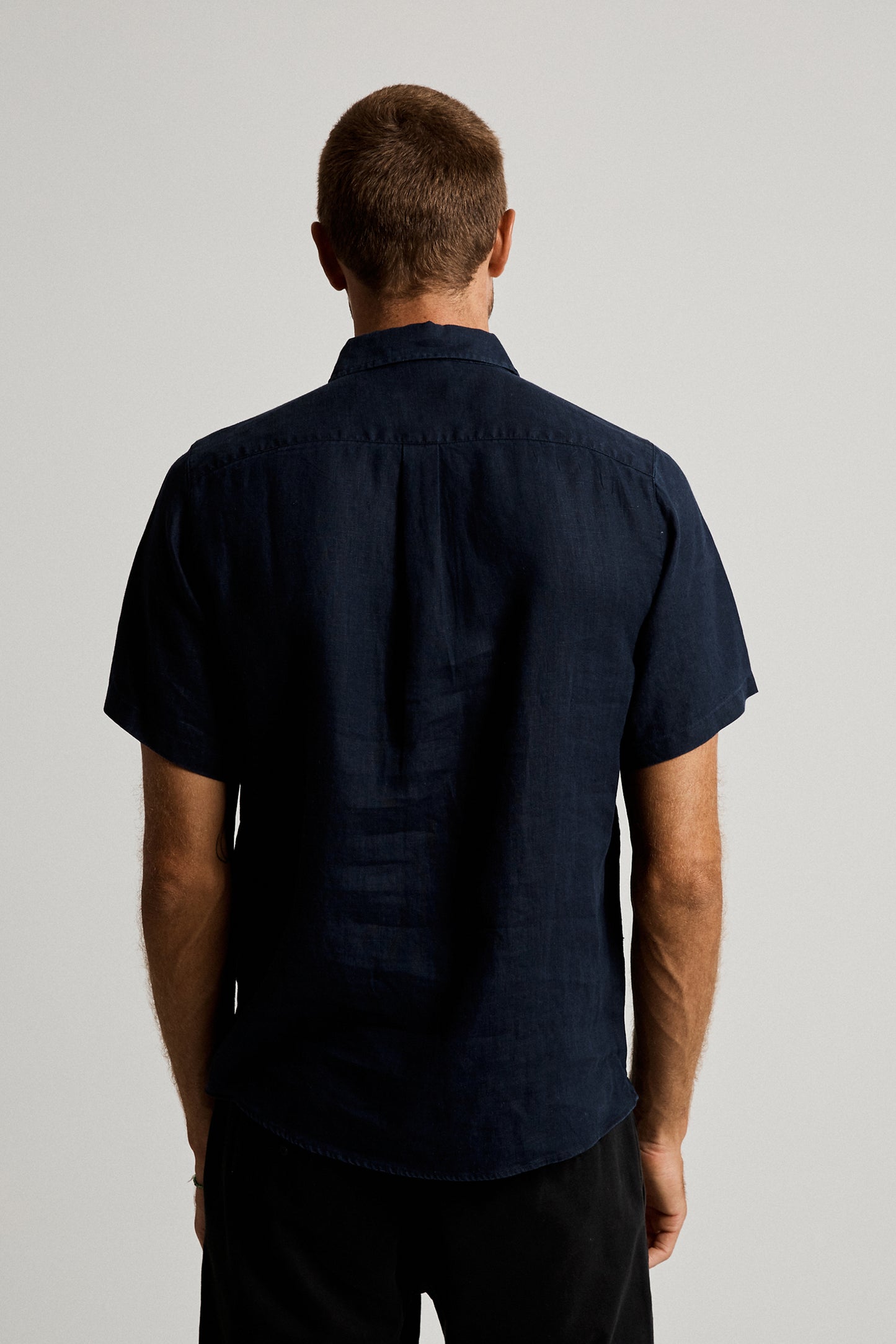 Linen Short Sleeve Shirt Navy